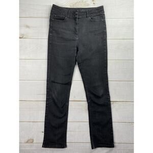 Long Tall Sally Jeans Sz 10 Black High Rise Stretch Denim Straight Pockets